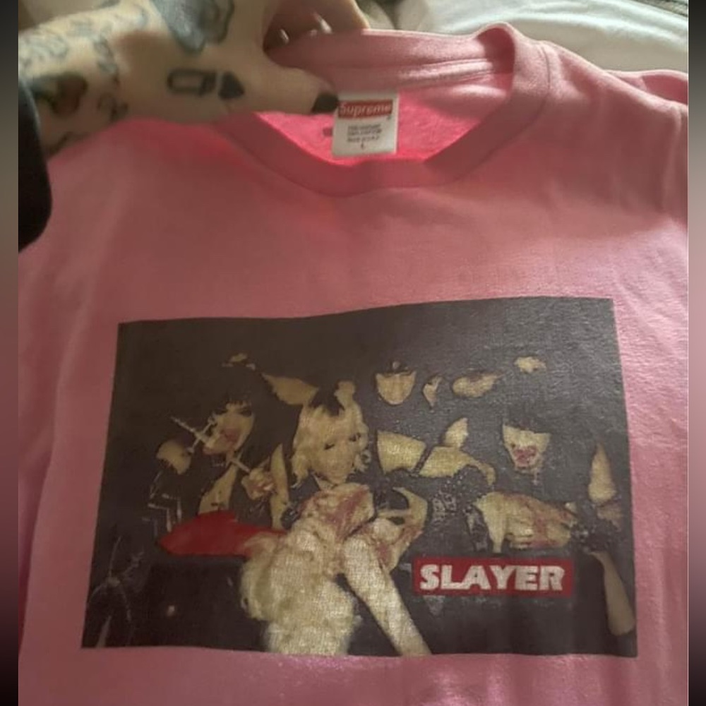 Supreme Slayer pink t shirt size L